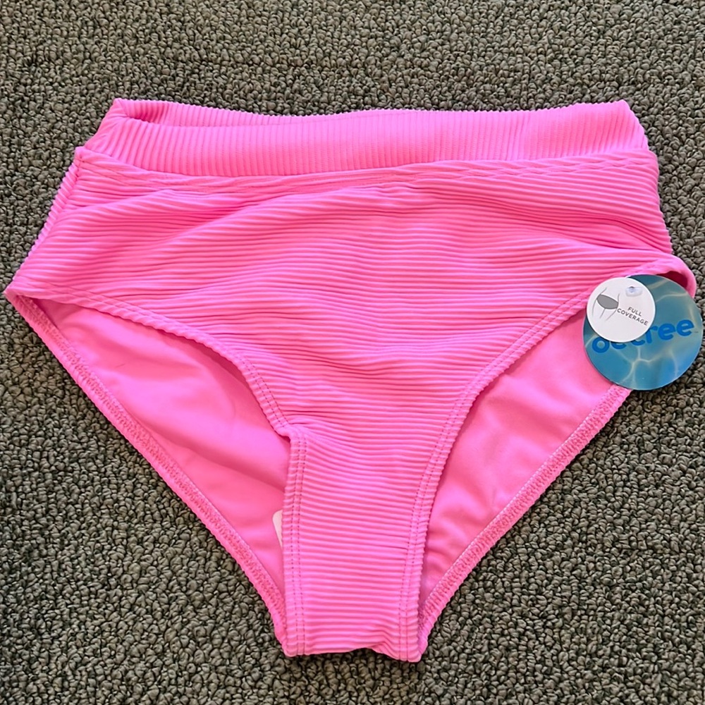 Girls pink ribbed bathing suit bottom